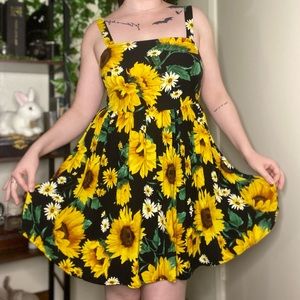 Forever 21 Black and Yellow Sunflower Mini Dress